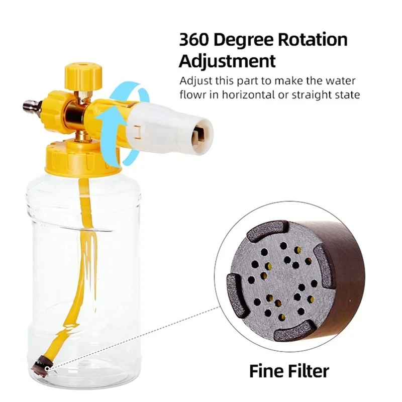 Super Sale 1/4" Quick-Connect Foam Cannon with Adjustable Foam Density for Car Wash Car Maintenance Tool