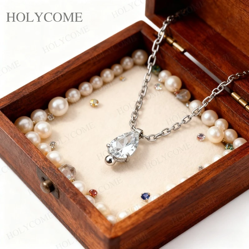 

Solid 925 Sterling Silver Moissanite Pear Cut 1CT-2CT 5x8mm/7x10mm D Color for Woman Men Party Anniversary Wedding Jewelry Gifts