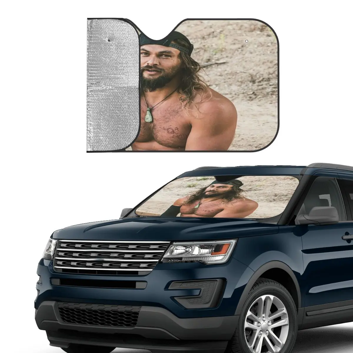 Jason Momoa Sunshade Windscreen Movie Actor Retractable Car Front Windshield 76x140cm Car Sunshade Car-styling