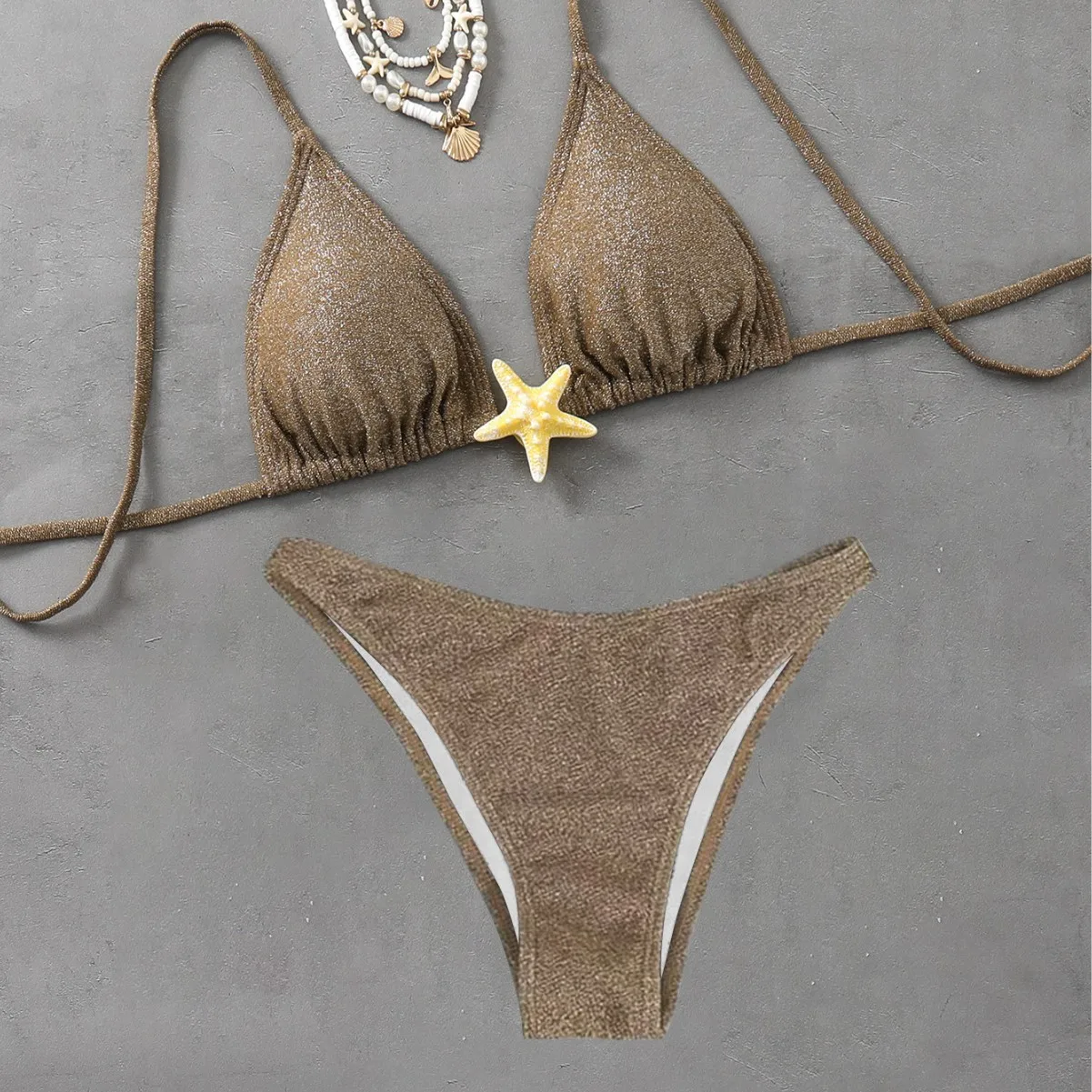 New summer style rear lace-up starfish accessories bikini sexy European and American beach split swimsuit cross-border factory