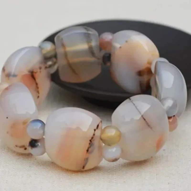 

Natural Agate Jade Bracelet, Aquatic Chalcedony Jade Hand Row, Men's and Women's Styles