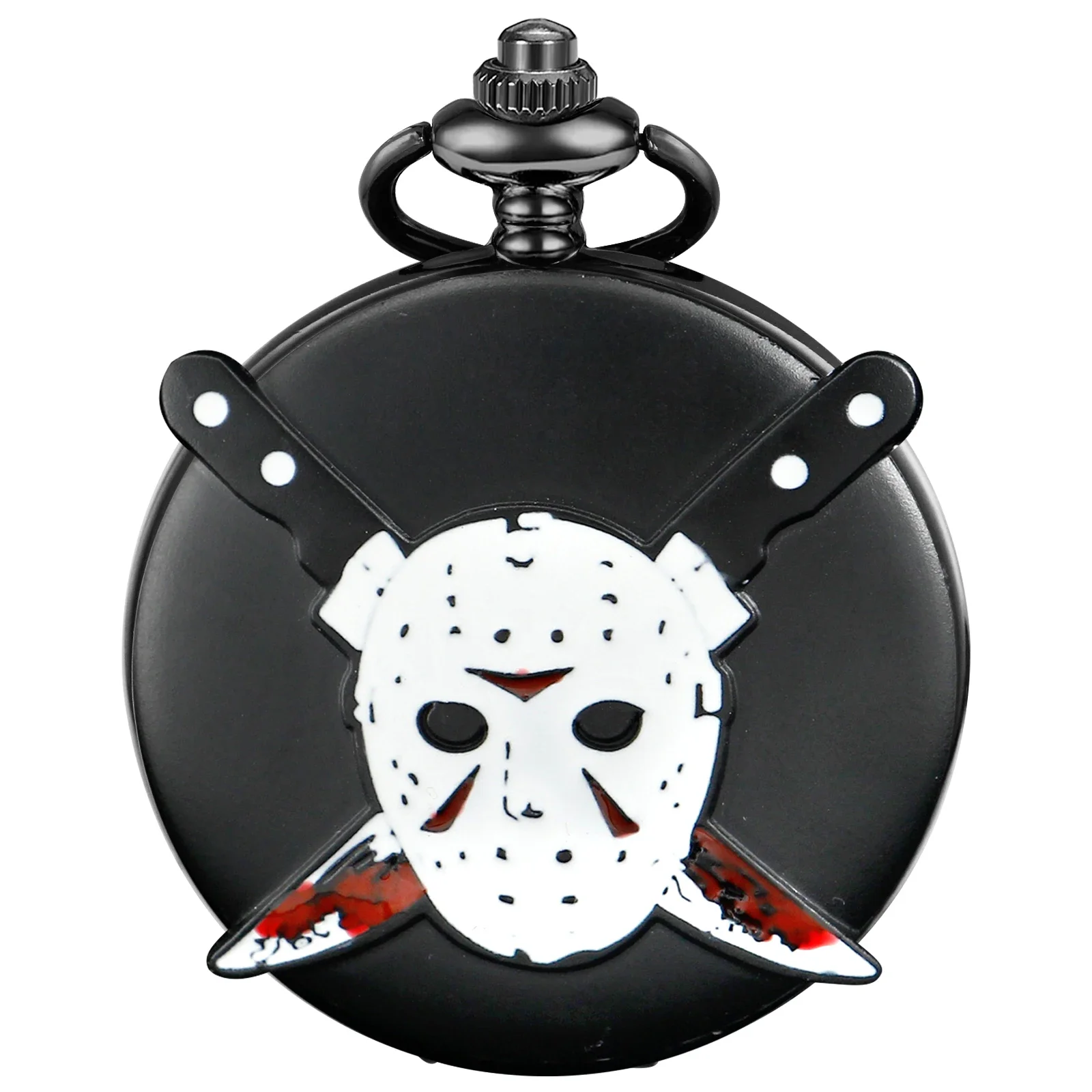 New Chainsaw Killer Terror Killer Jason Retro Time Gemstone Quartz Pocket Watch Pendant Necklace Men's Women's Halloween Gifts