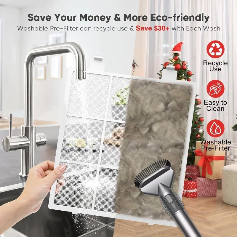 أجهزة تنقية الهواء للمنزل مع أجهزة تنقية الهواء للمنزل وغرفة كبيرة مع مرشحات مسبقة قابلة للغسل حتى 3000 قدم، مدخل هواء مزدوج