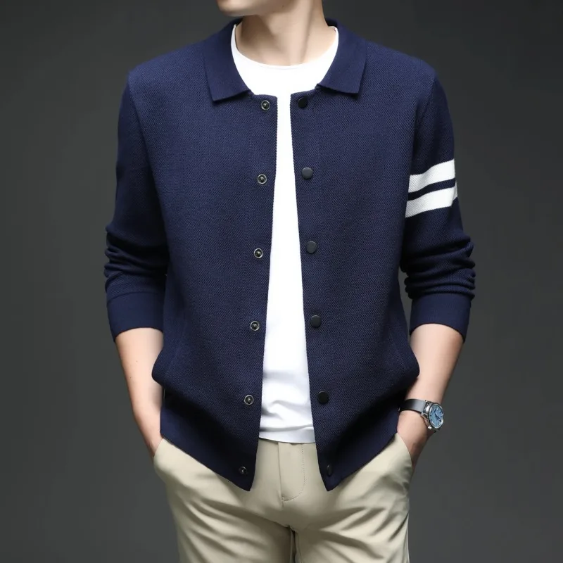

Men's Knitted Cardigan Collar Autumn and Winter Men's Sweater Fashion Versatile Leading Sweater Jacket