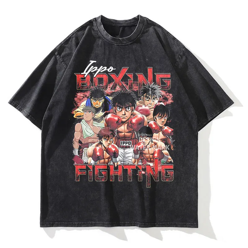 

Anime Hajime No Ippo T Shirt Makunouchi Ippo Mamoru Vintage Washed T-shirts Streetwear Manga Tops Tees Men Girl 100% Cotton