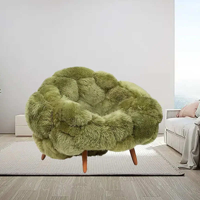 

Sofa chair Postmodern simple lamb wool leisure chair Reception chair