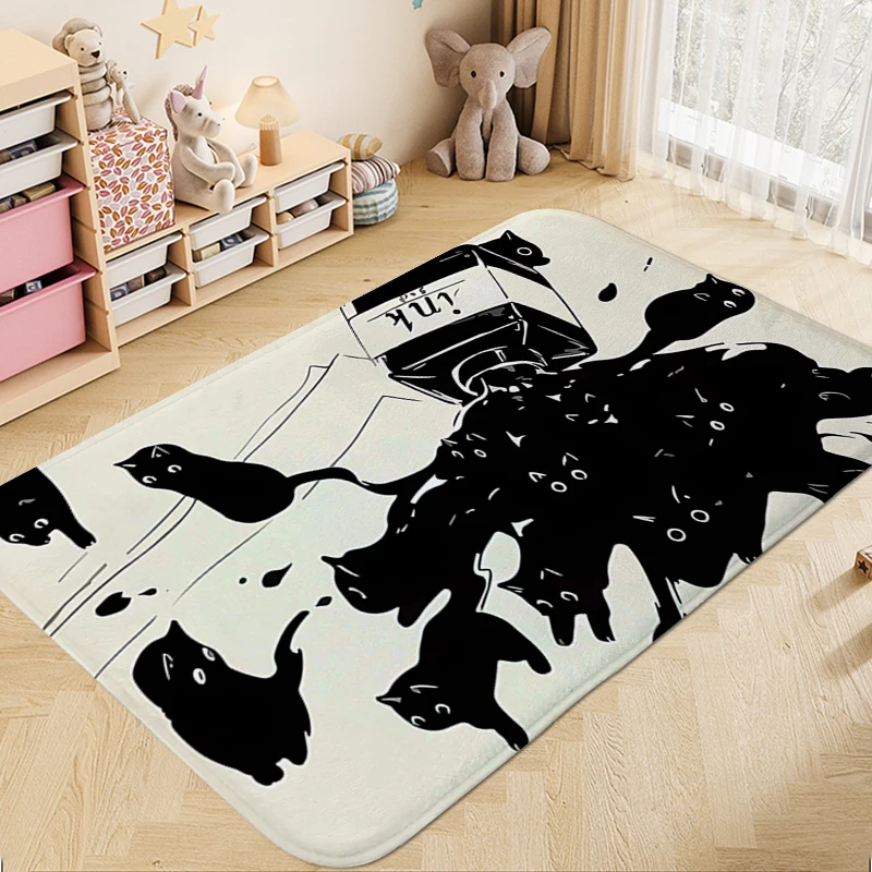 Bath Mat A-Black Cats Funny Doormat Entrance Door Non Slip Carpet for Bedroom Useful Things Home Decorations Room Floor Carpets