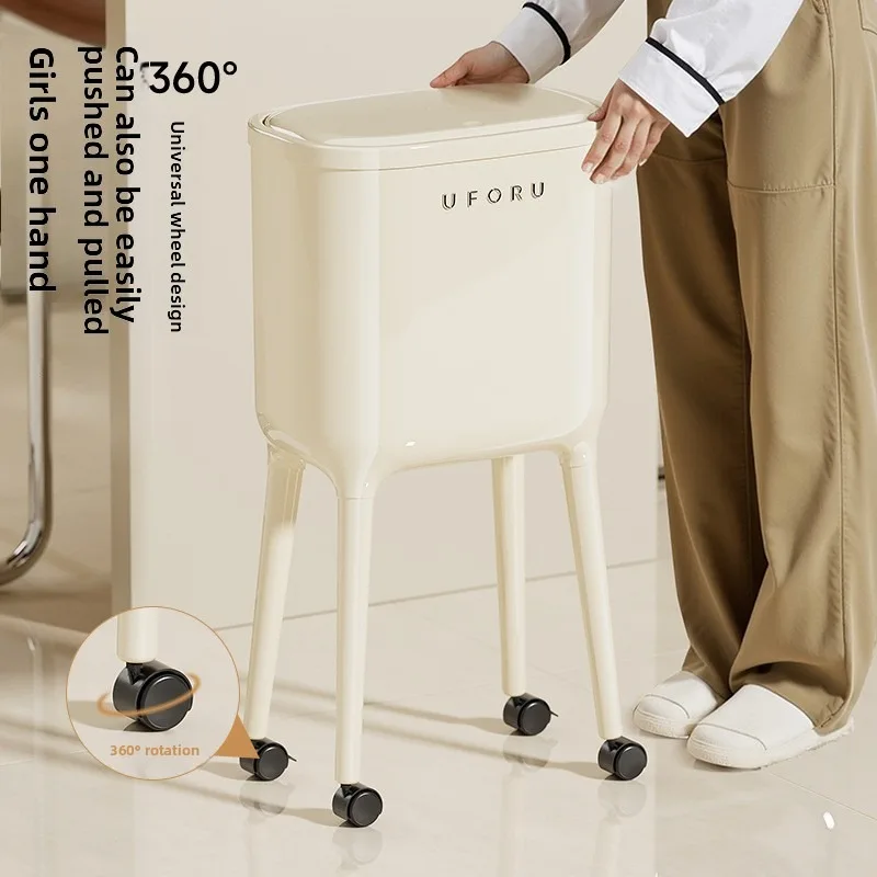 Large Capacity Kitchen Trash Can Luxury Feel Ergonomic Movable Lid Office Kitchen Household Large Capacity Living Room