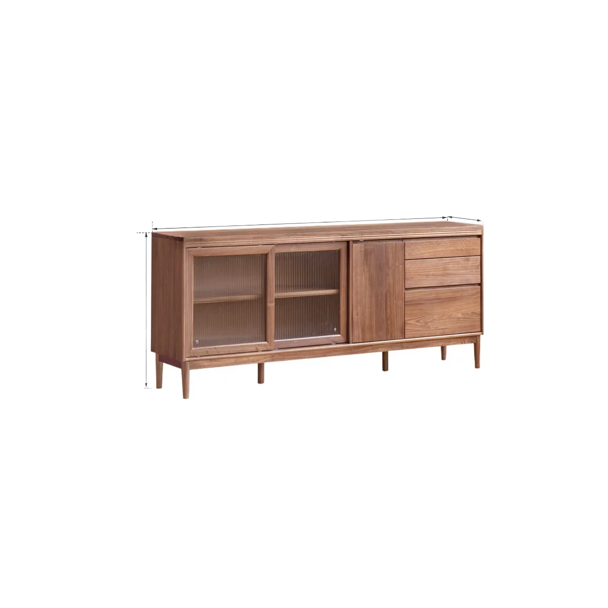 Solid wood sideboard, black walnut restaurant simple pantry cabinet, large size slate storage locker