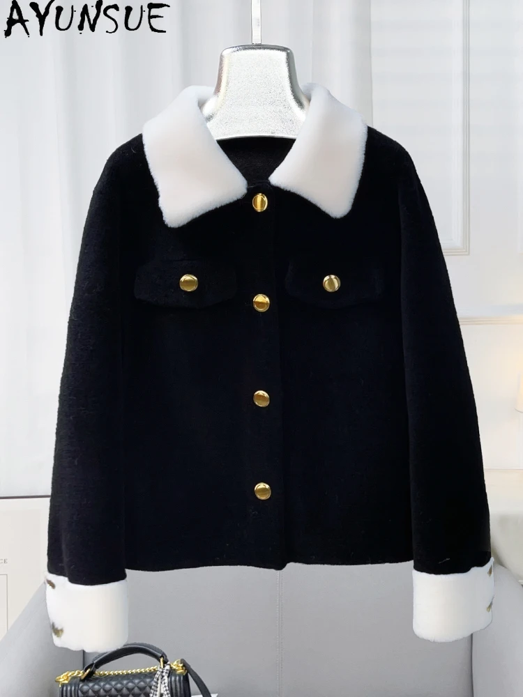 

AYUNSUE 100% Natural Wool Women's Jacket 2025 Autumn Winter Lamb Fur Jacket Woman Clothes High Quality Outerwears Abrigo Mujer