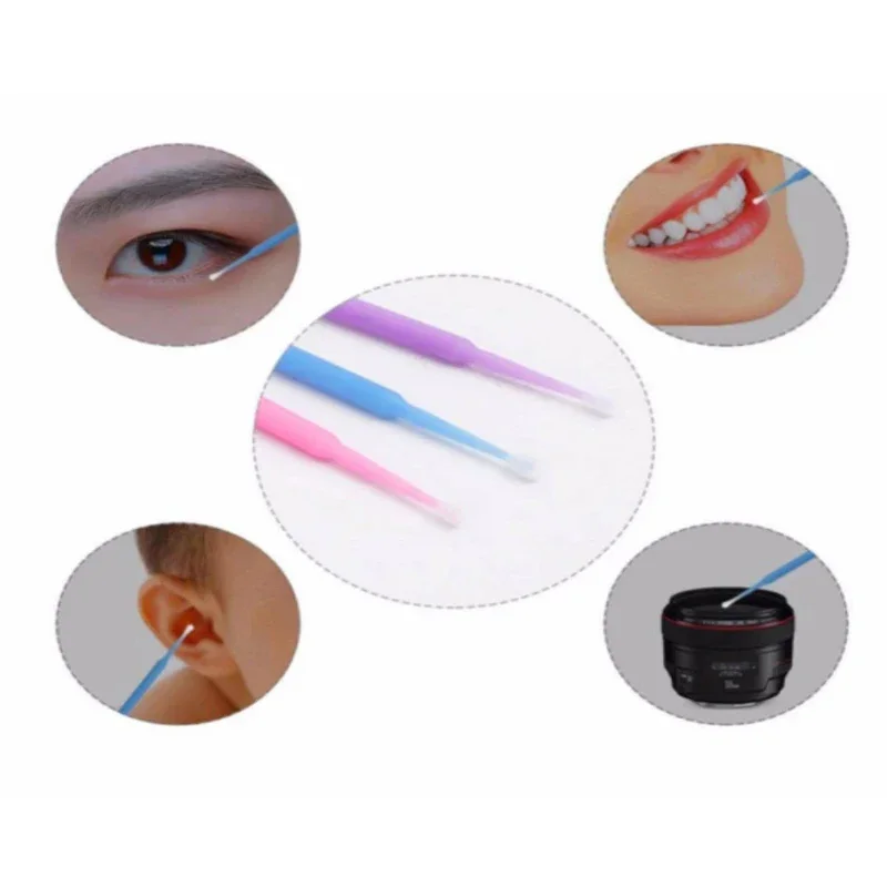 100 PCS/Box  Microbrushes Cotton Swabs  Makeup Brushes Swab Disposable Individual Eyelashes Brushes Mascara Wands Applicators