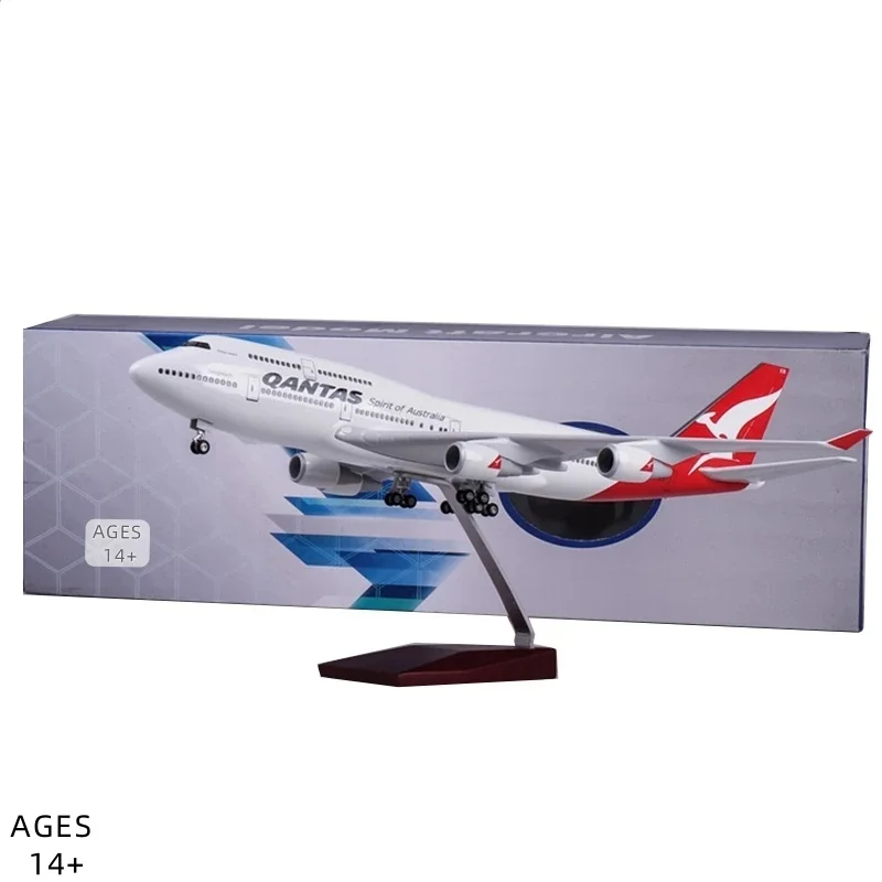 1/150 Scale B747 Airplane Model Australia Qantas Air Lines 47cm Diecast Resin Airplane With Led Lights And Wheels For Decoration