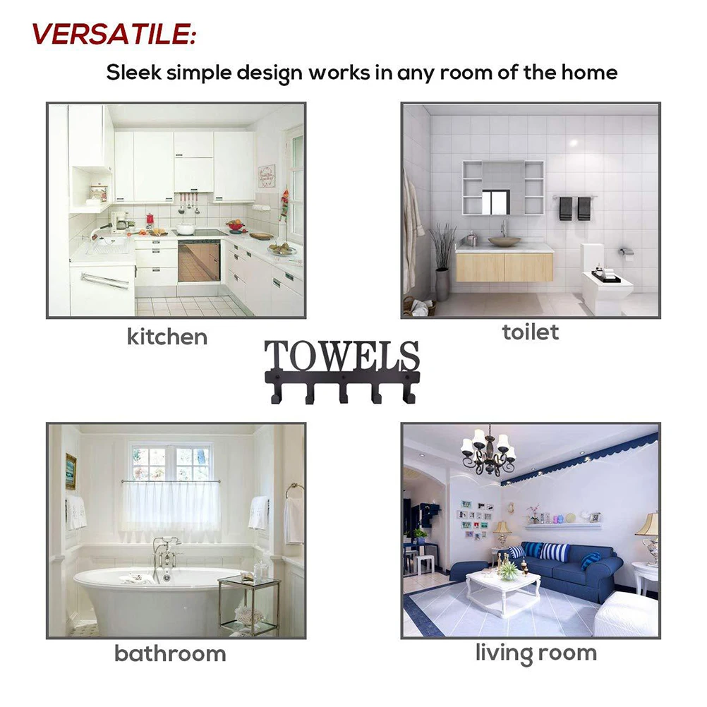 

1Set Iron Towel Holder Sturdy Hanging Hook Bathroom Storage Organizer Decorative Wall Mount Towel Hanging Hook