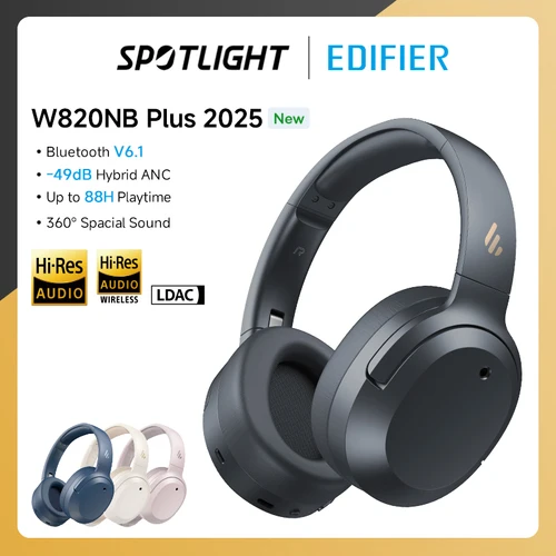 Imagen 1 del producto Edifier W820NB Plus(2025 Ver.) ANC Auriculares inalámbricos Bluetooth 6.1 Auriculares supraaurales -49dB Auriculares con cancelación de ruido Audio de alta resolución
