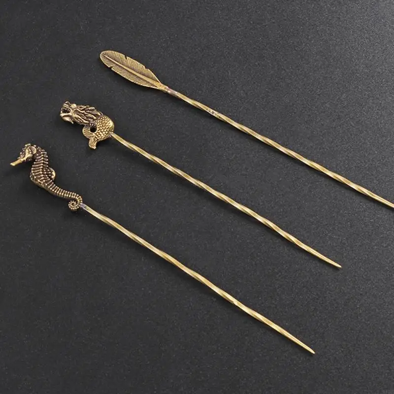 R1WB Cigar Pass Needle Retro Brass Portable Dredge أداة التدخين المحفورة الأداة لأداة التدخين غرفة نوم المنزل إكسسوارات التدخين