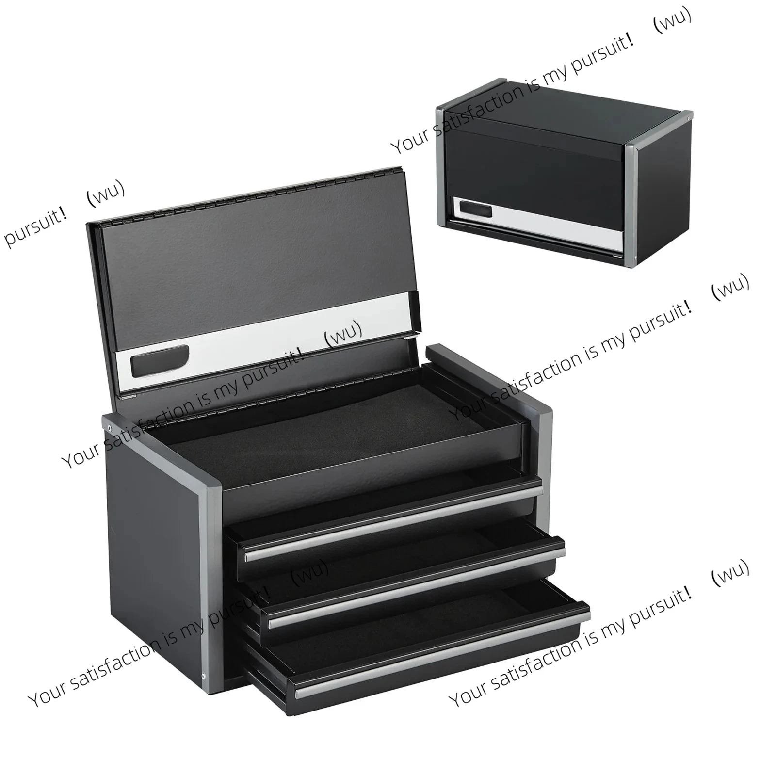 8.6in 3 Drawers Metal Tool Box Portable Tools Chest with Feet Pads & Ball Bearing Powder Coated Tool Storage for Garage
