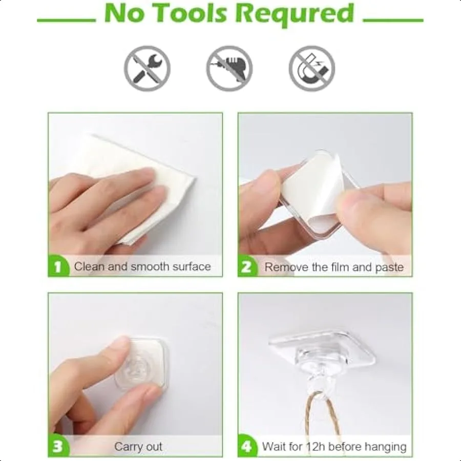 Ganci adesivi per soffitto per appendere decorazioni, confezione da 20, senza trapano, piccole strisce per appendere soffitto a goccia per decorazioni, decorative trasparenti Cei