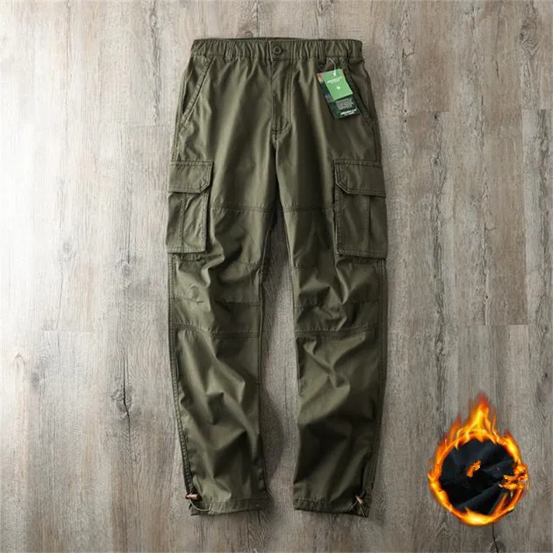 Winter Male Trousers Casual Multipockets Men Straight Cargo Pants Multi Pocket Long Slacks Bottoms