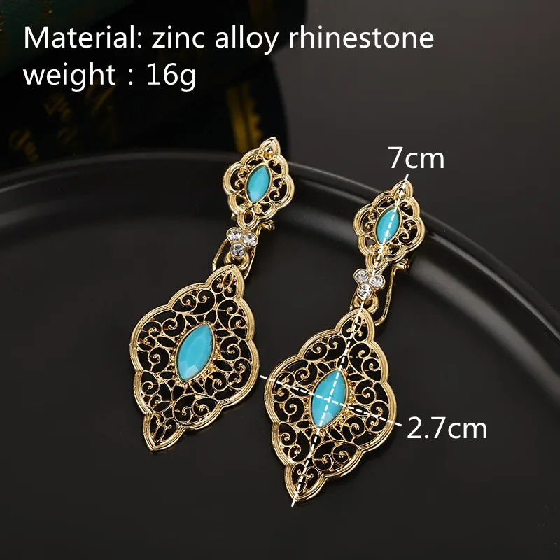 Morocco Gold Color Long Drop Dangle Earrings Turkish Brand Design India Ethnic Wedding Jewelry Arabic Traditional Bijoux Gift