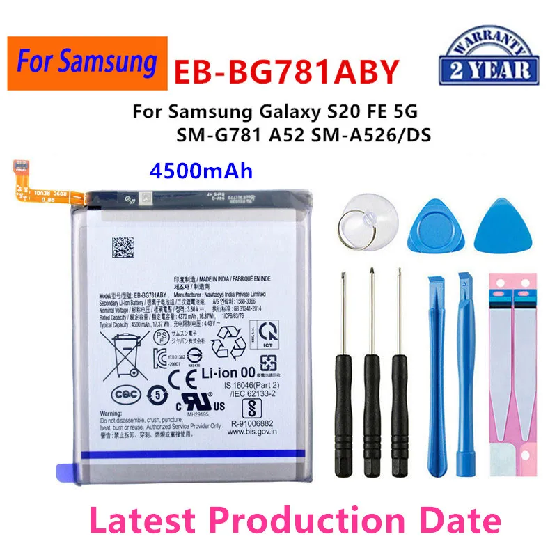 

Brand New EB-BG781ABY 4500mAh Replacement Battery For Samsung Galaxy S20 FE 5G SM-G781 A52 SM-A526/DS Batteries Tools