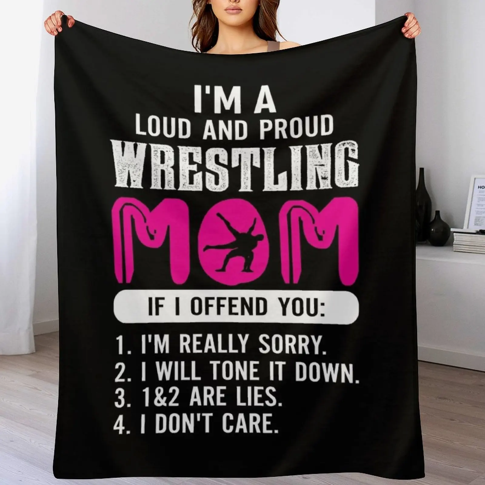 

Loud And Proud Wrestling Mom Throw Blanket