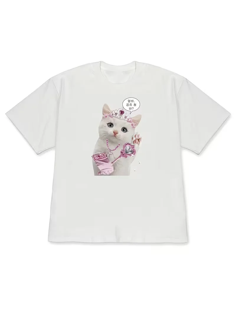 Princess Wheat Hamster T-shirt Cute Korean Printed Short Sleeved Shirt Women's Round Neck Daily Top