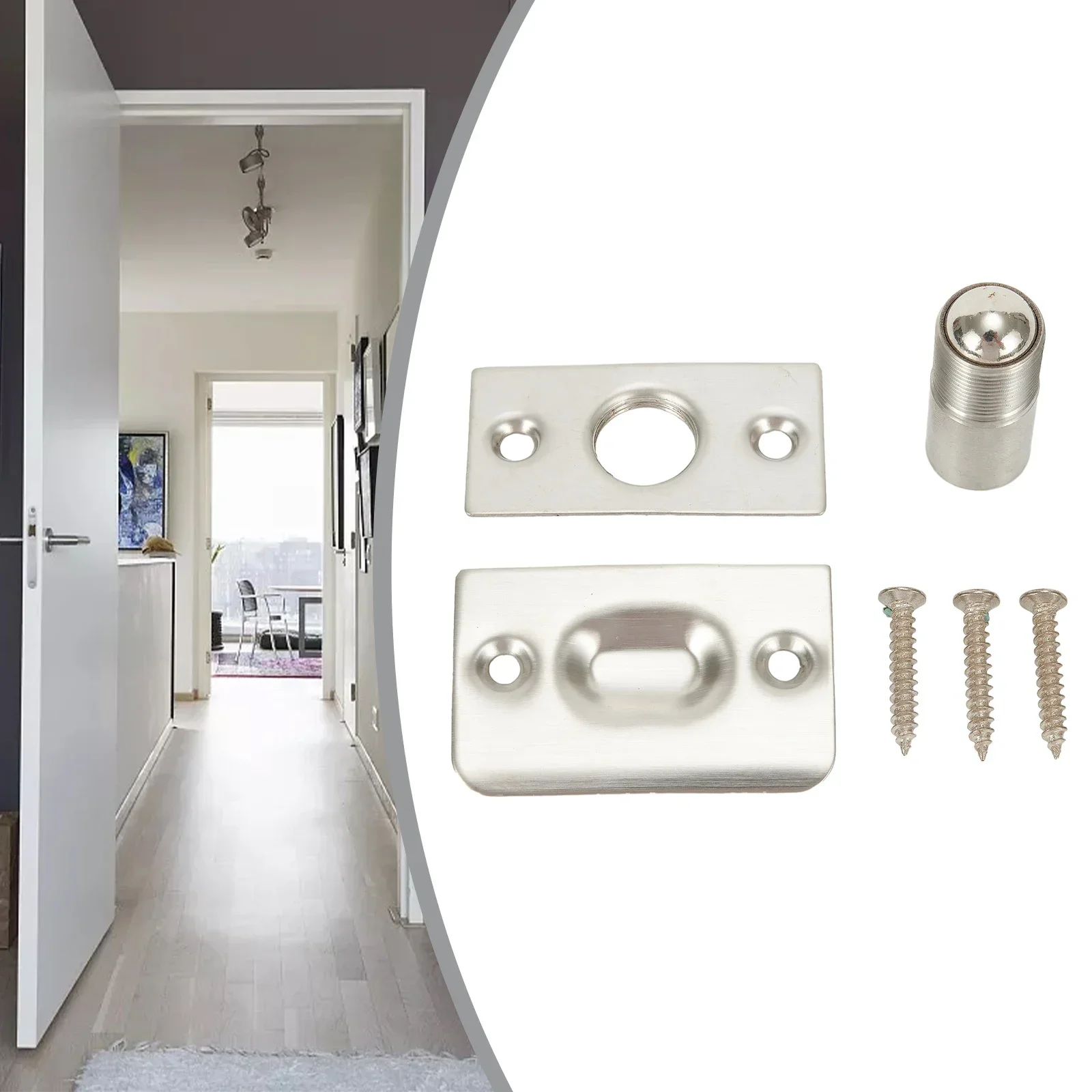 

Roller Latch Door Catch Adjustable Parts Replacement Rust Proof Silver Double Closet Door Affordable Brand New