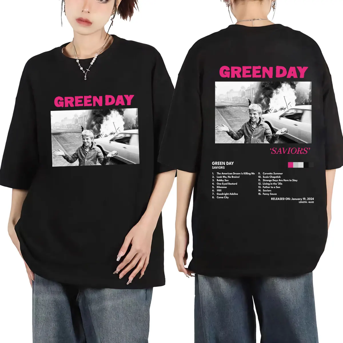 

Green Day 2024 New Album Double Sided Graphic T Shirts Men Women Harajuku Punk Rock T-shirts Fashion Hip Hop Oversized T-shirt