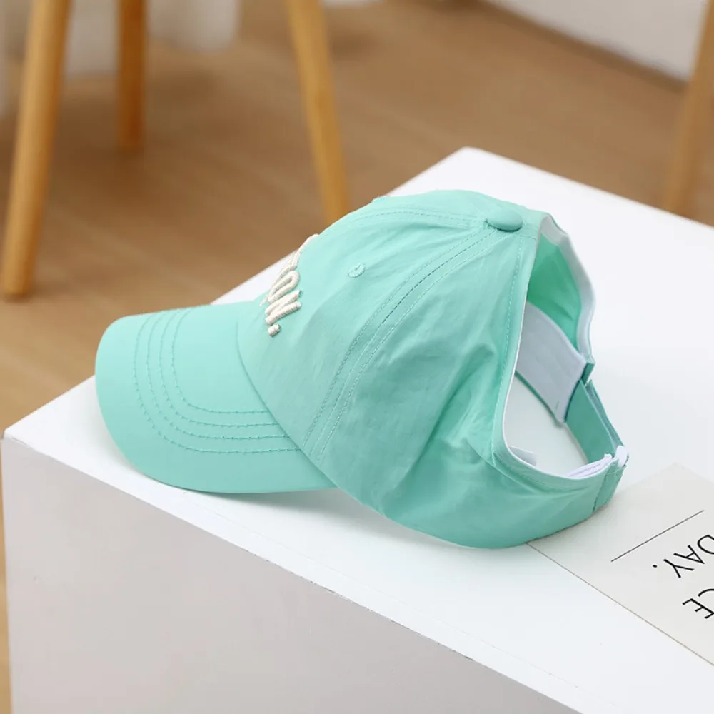 Korean Style Half Empty Top Hat Letter Embroidery Shading Hat Summer Sunhat No Top Beach Hat Anti-UV Sun Hat