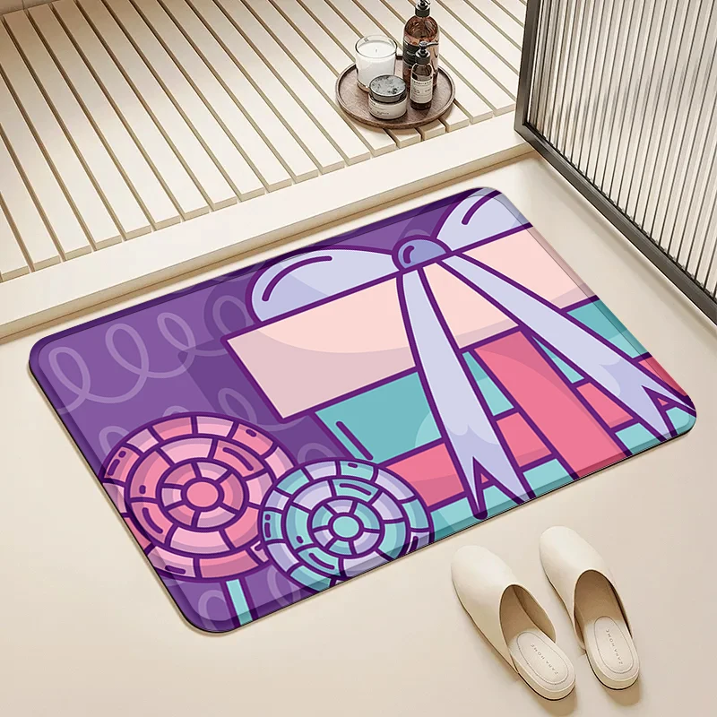 

Gift Box Lollipop Door Mat Non-Slip Soft Floor Rug for Home Kids Room Bathroom Kitchen Decor