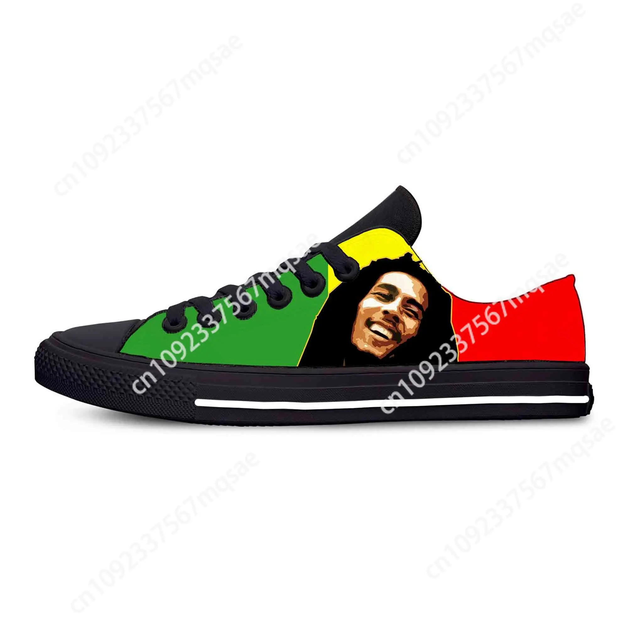 Bob Marley Reggae Star Rasta Rock Music Fashion Casual Cloth Shoes Low Top Lightweight Breathable 3D Print Men Women Sneakers