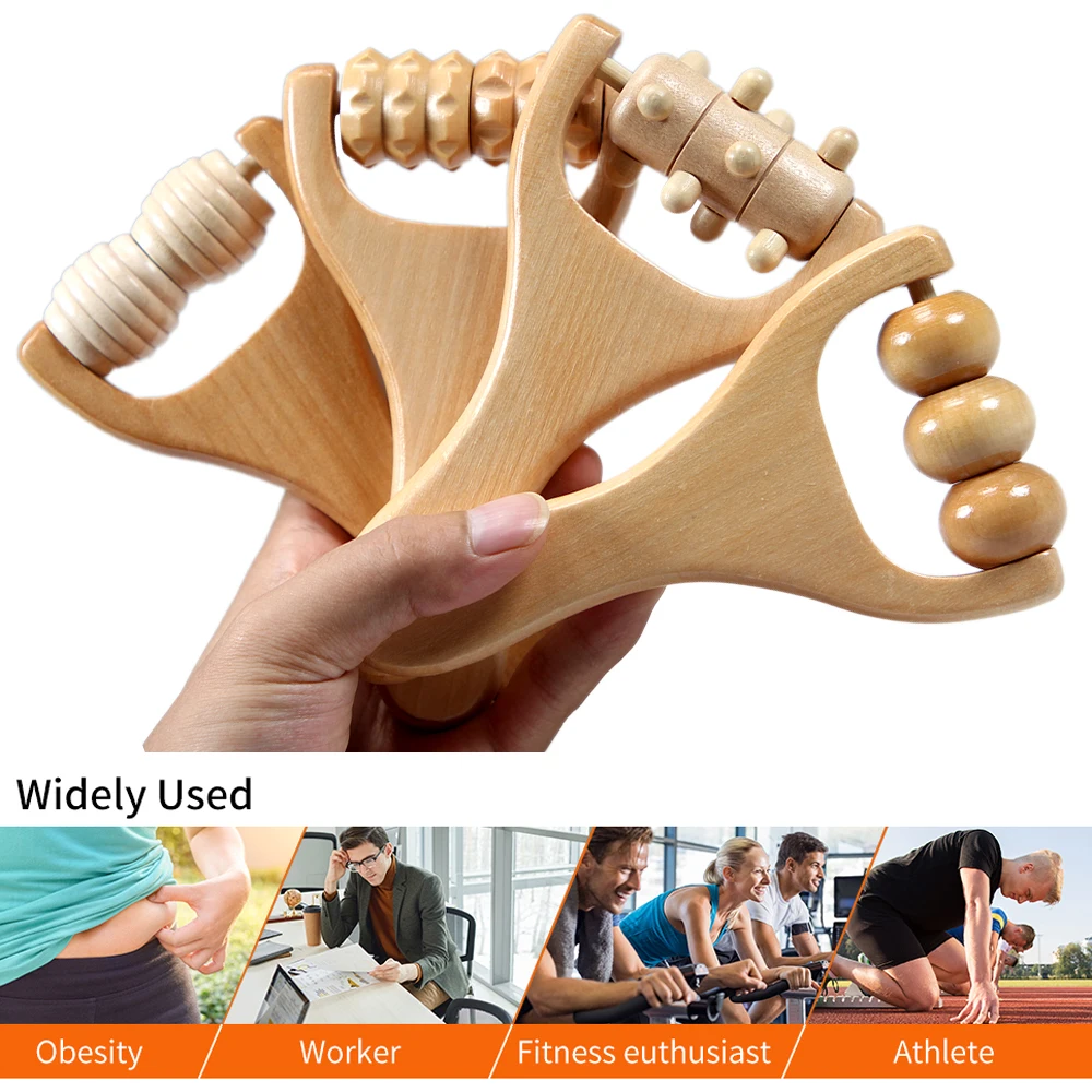 Wooden Massage Roller, Multi-Functional Body Roller Cellulite Reduction, Eases Muscle Tension Skin Health, Natural Muscle Roller