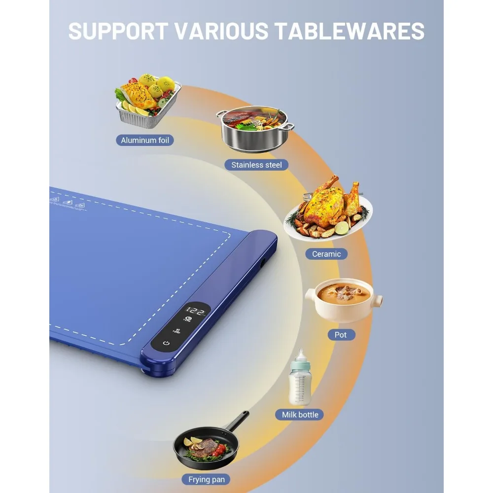 Electric Warming Tray, 6 Temperature Modes & Upgraded Graphene Full Surface Heating, Portable Warming Mat for Food