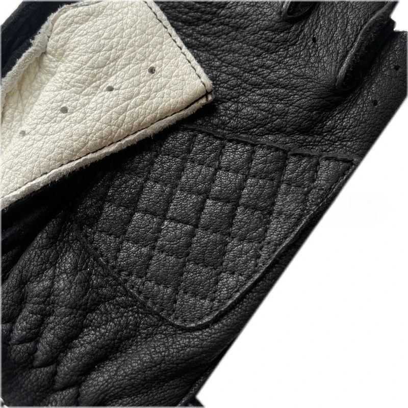 Deerskin Flame Motorcycle Riding Gloves Spring Summer Leather Men's Half-finger Gloves view 6