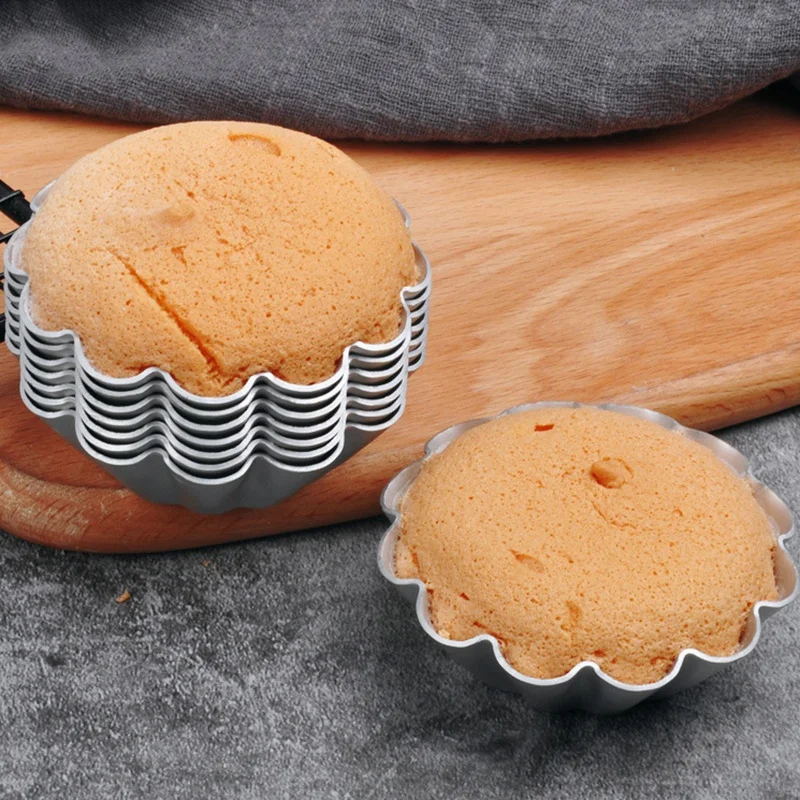 12Pcs ReusableMini Round Nonstick Tart Pan Tartlet Molds Egg Tart Tin Muffin DIY Cake Non-Stick Molds Pastry Tools