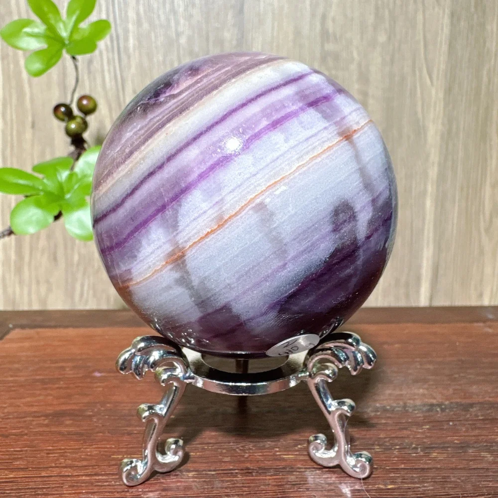 Natural Purple Silky Fluorite Spheres Stone Healing Crystal Reiki Stone Home Decoration Ornaments Gifts