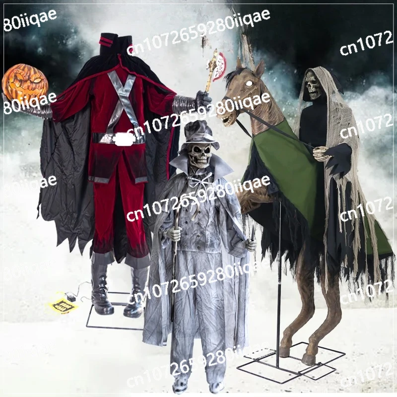 

Witch Pumpkin Man Haunted House Horror Props Ornament Halloween Decoration Large Electric Skull Sensing Sound Ghost