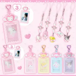 Sanrio Characters Angel Kitty Mymelody Cinnamoroll Photo Id Card Holder Keychain Hanging Bag Cartoon Kawaii Anime Plush Toy Gift