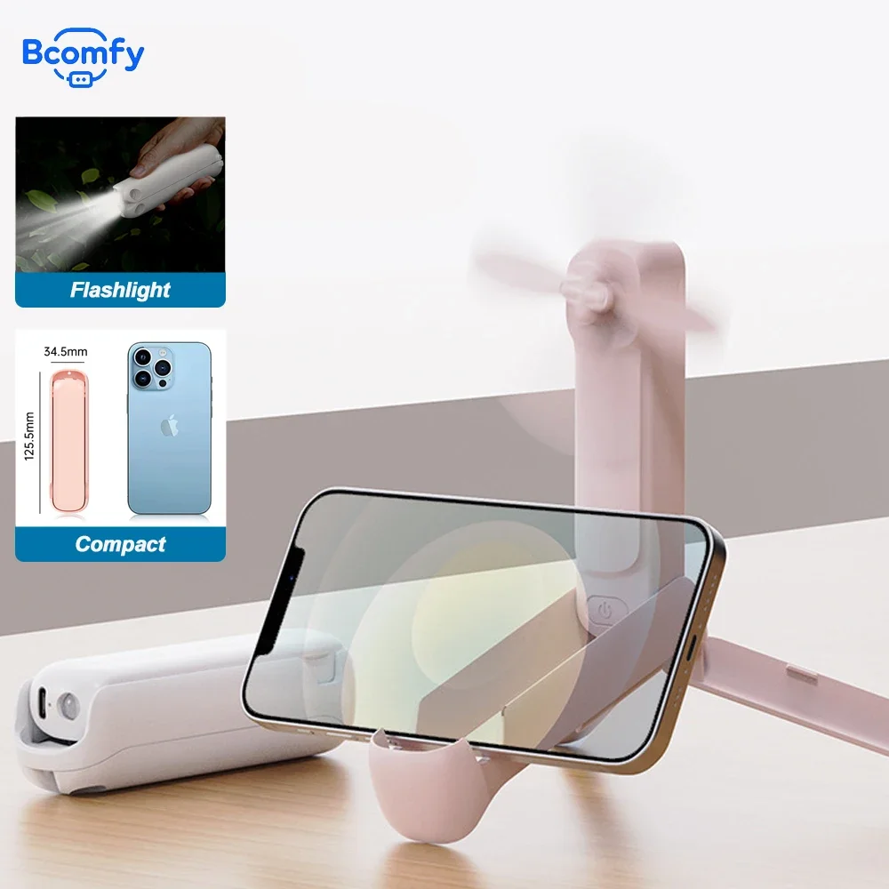 

Портативный мини-ручной вентилятор Складной настольный вентилятор с подставкой для телефона Открытый перезаряжаемый электрический вентилятор с фонариком Маленький карманный вентилятор