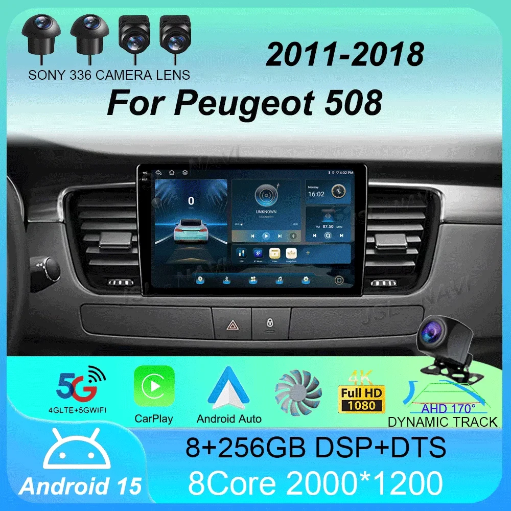 

Car Radio Android 15 CarPlay Auto 4G+WiFi DSP For Peugeot 508 2011-2018 Multimedia Video Player Navigation GPS Stereo 2 din DVD