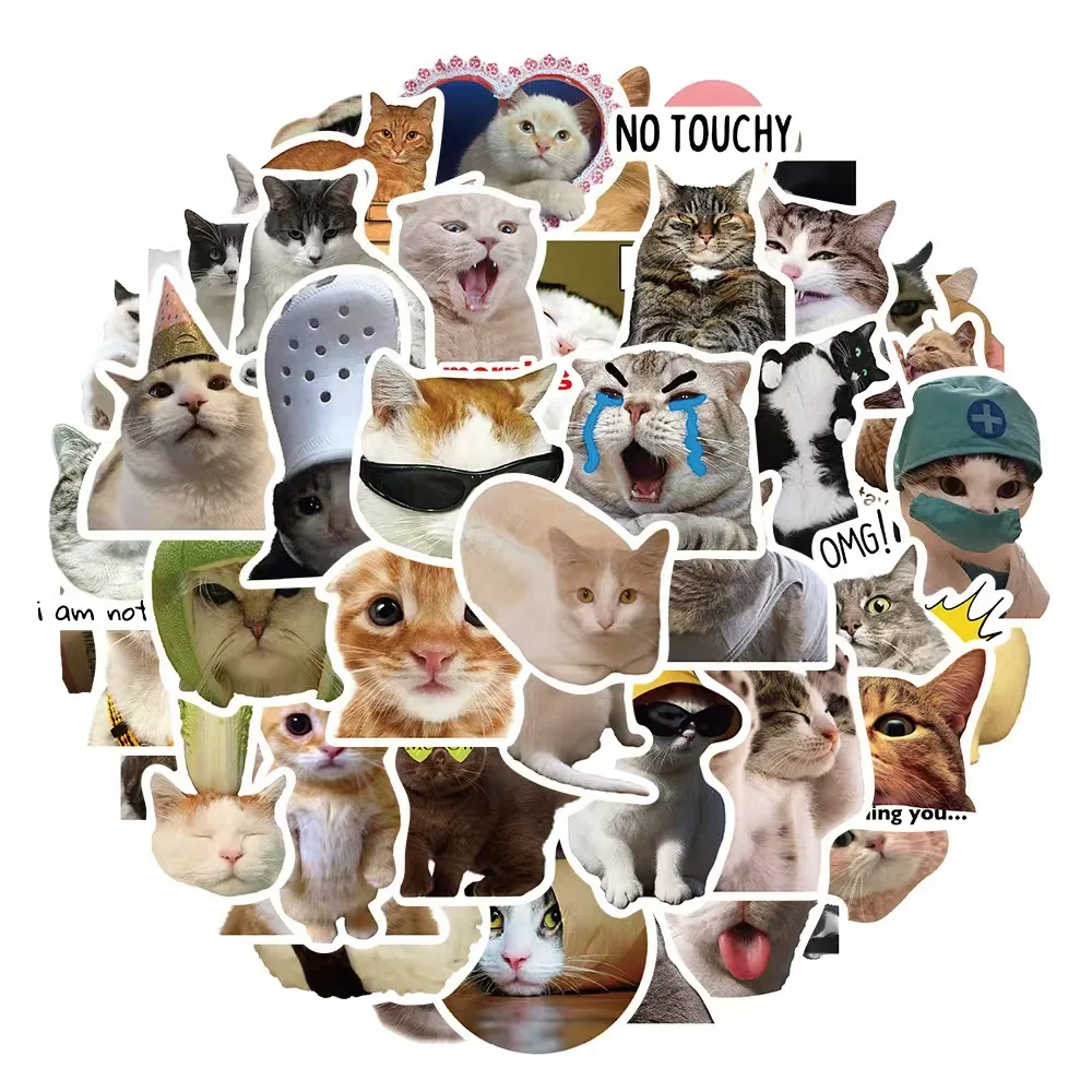 1/50 Uds. De pegatinas de PVC Kawaii Love Cat, decoración estética coreana para niños, papelería para álbum de recortes, suministros escolares para niños