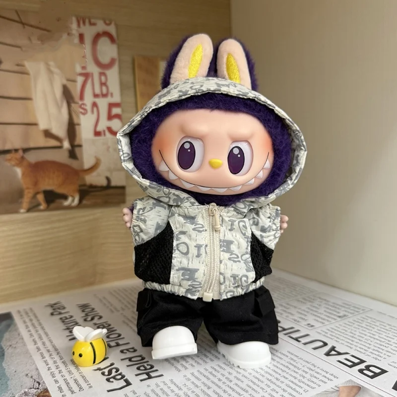 

For labubu 3.0 Big Into Energy Series Summer sunscreen clothes with hat elastic shirt for Labubu Doll Accessories