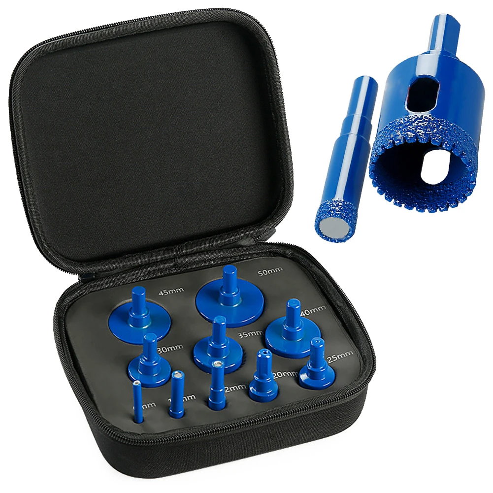 

10PC Set of Electric Dry Drill Bits Perfect for Tile Marble Granite and Stoneware Drilling Without Water Supply