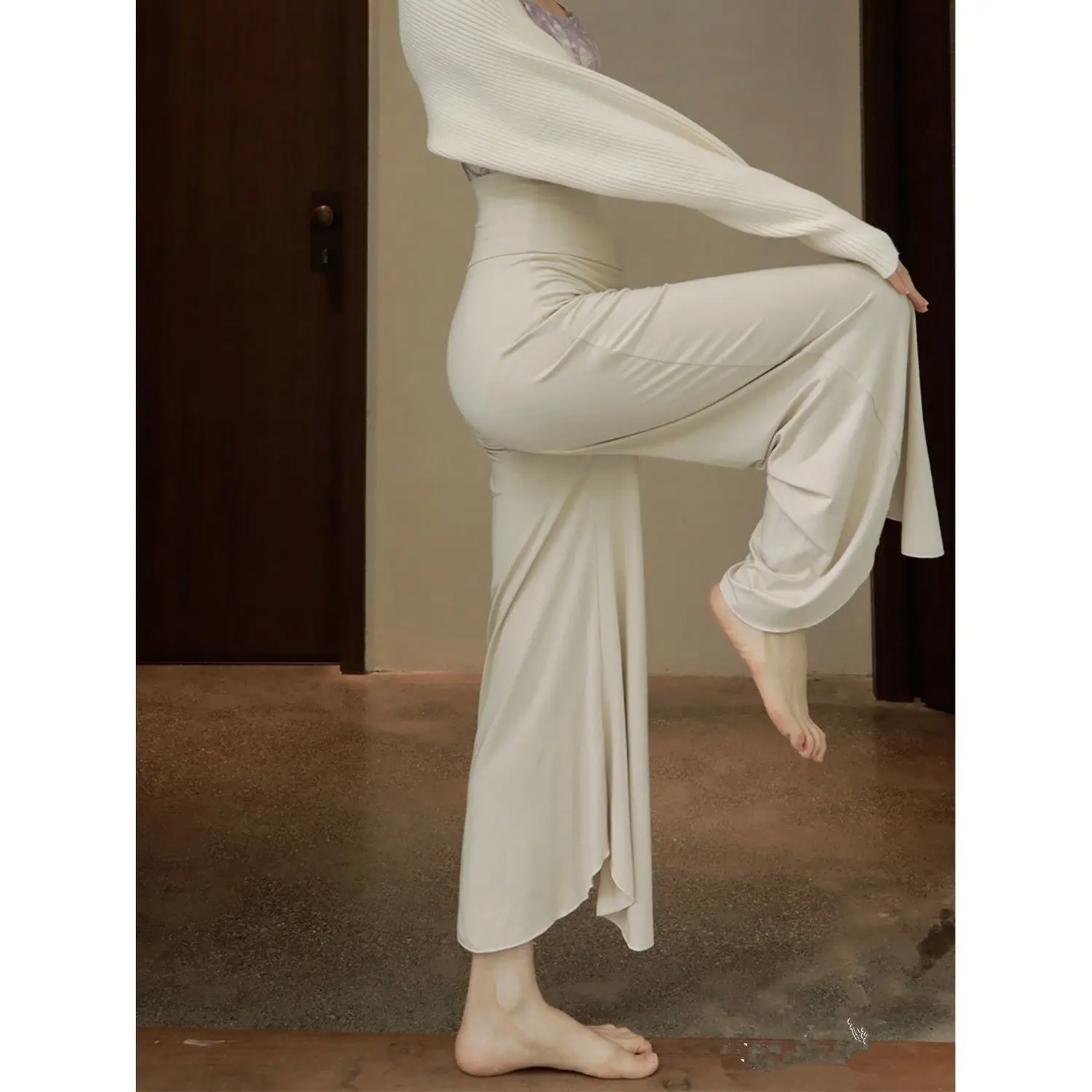 

Свободные летние брюки для йоги с высокой талией и широкими штанинами, тонкие, белые, «облако», комфортные, дышащие, женские, футболка