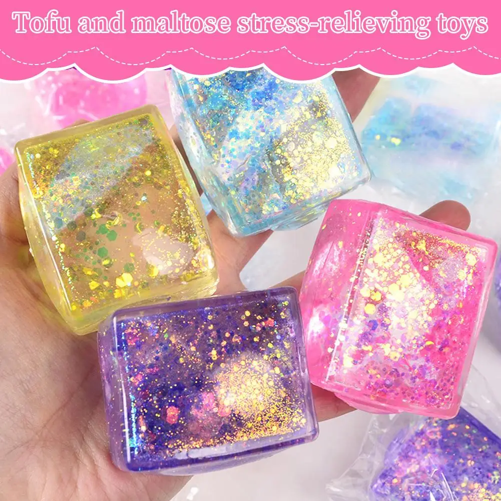 

Прозрачные антистресс-игрушки в форме тофу: медленно восстанавливающие форму мальтозные шарики-кубики льда, милые сенсорные игрушки-антистресс для снятия напряжения