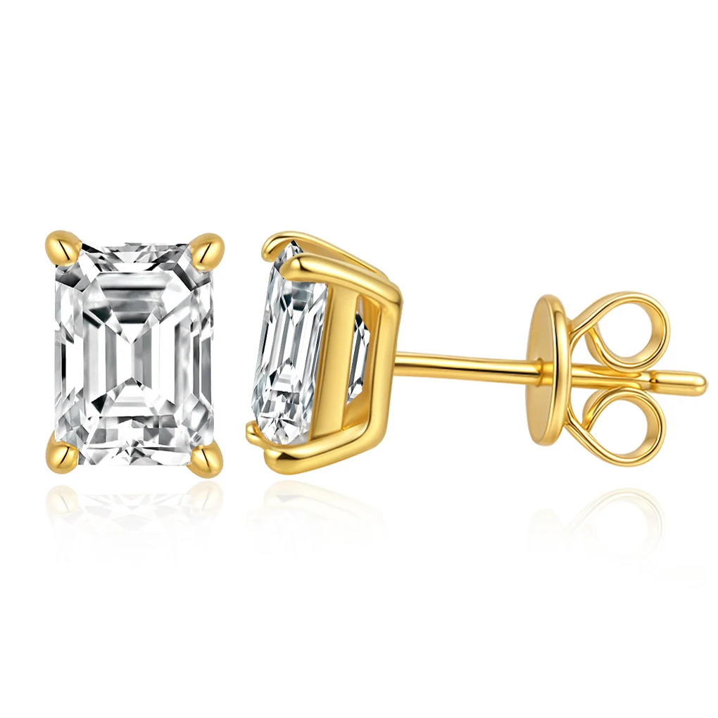 

Настоящие золотые серьги изумрудной огранки с муассанитом 5x7 мм и сертификатом GRA, пройден испытания на бриллианты, серебро S925, позолоченные женские украшения