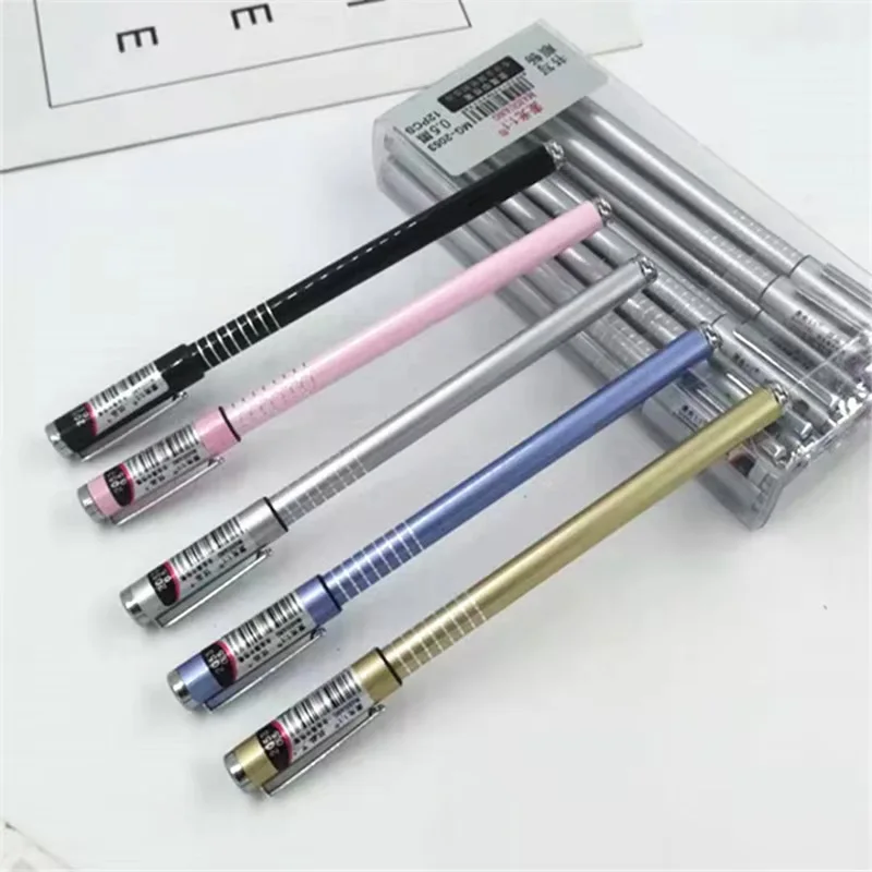 

2 шт./компл. гелевая ручка с металлической ручкой 0,5 мм для студенческого экзамена, большая емкость, гелевые ручки с черными чернилами, школьные и офисные канцелярские принадлежности