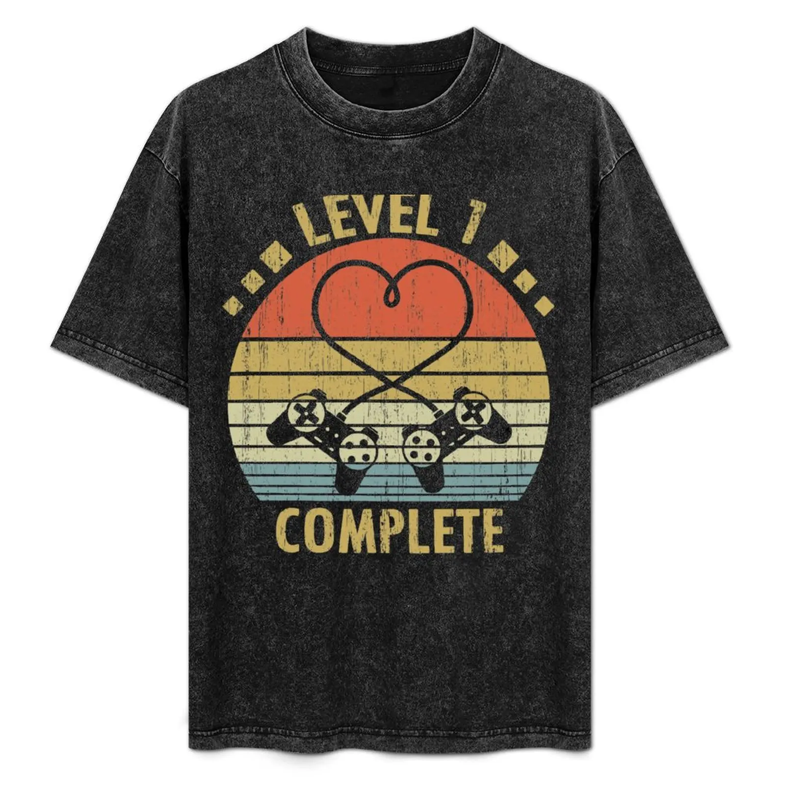 

Level 1 Complete - 1st Wedding Anniversary Gift Video Gamer T-Shirt custom t shirt shirts graphic mens t shirts top quality