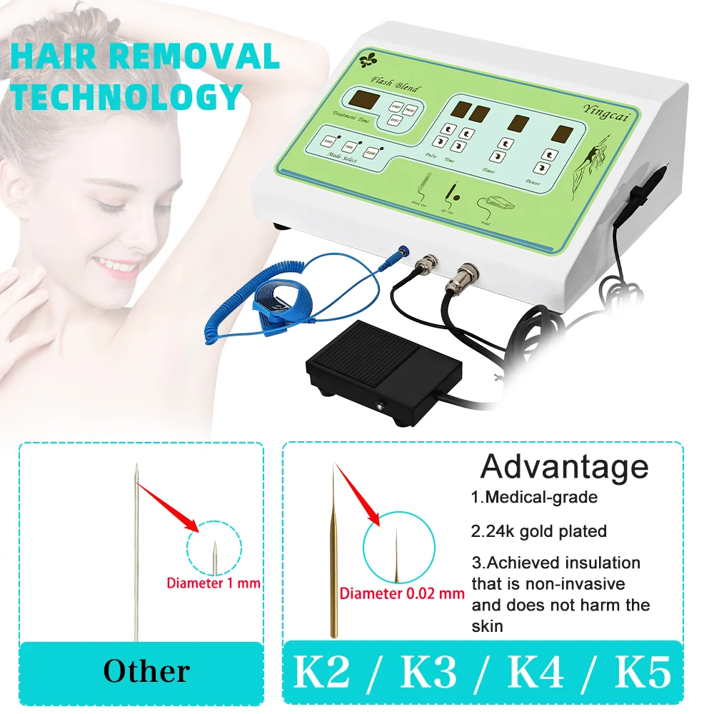 

Portable Electrolysis Hair Removal Needle Tweezer Device 2 in 1 Freckles Remover Machine for Home and Salon Use