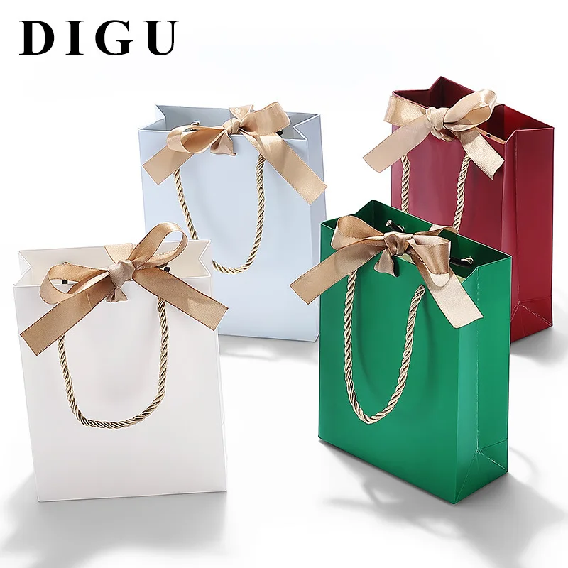 Fashion jewelry handbag paper bag jewelry gift jewelry bag packaging bag ribbon